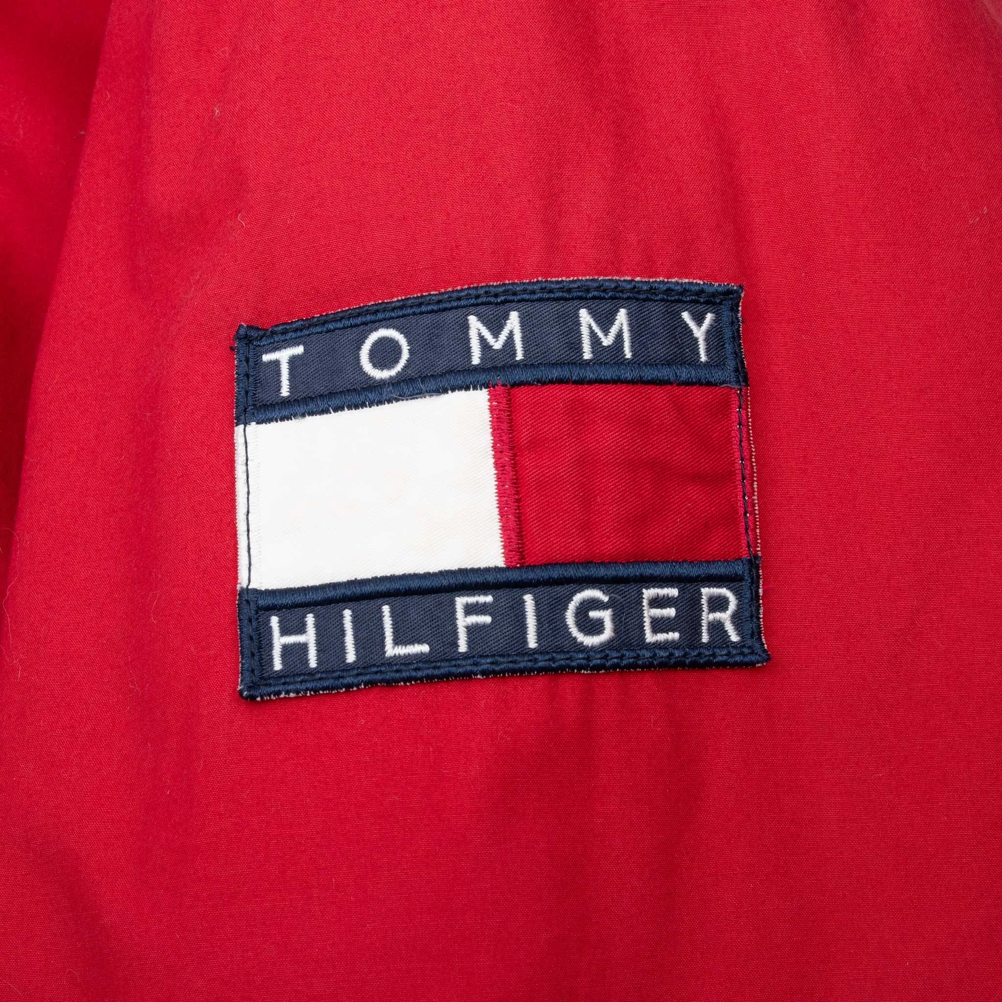 VINTAGE TOMMY HILFIGER RED PUFFER JACKET 1990S XL
