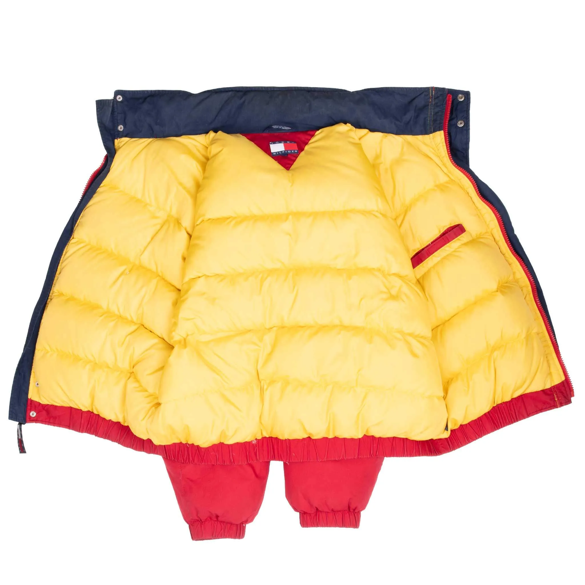 VINTAGE TOMMY HILFIGER RED PUFFER JACKET 1990S XL