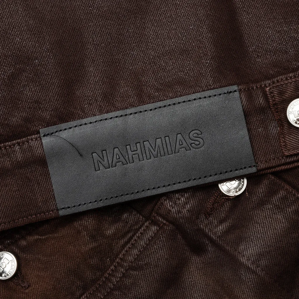 Waxed Denim Trucker Jacket - Brown Wash