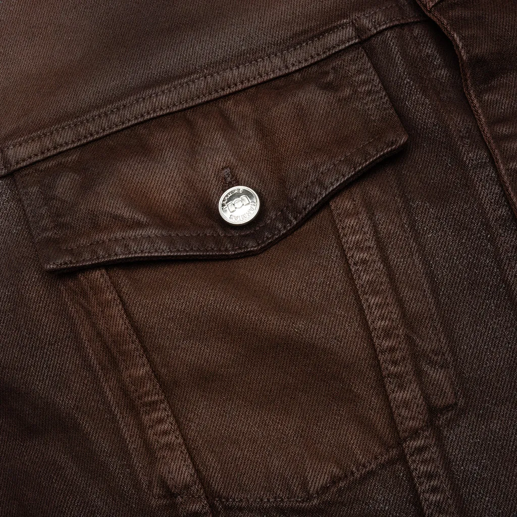 Waxed Denim Trucker Jacket - Brown Wash