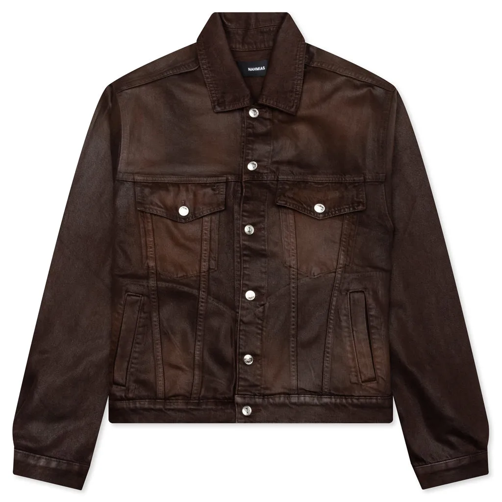 Waxed Denim Trucker Jacket - Brown Wash