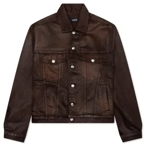 Waxed Denim Trucker Jacket - Brown Wash
