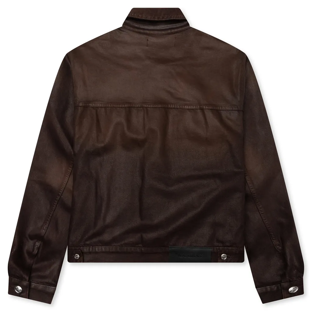 Waxed Denim Trucker Jacket - Brown Wash