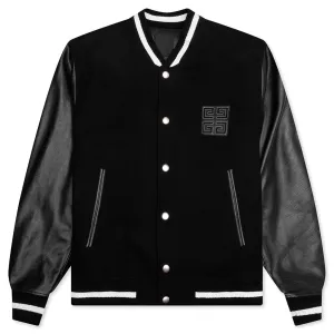 Wool and Leather 4G Varsity Jacket - Black