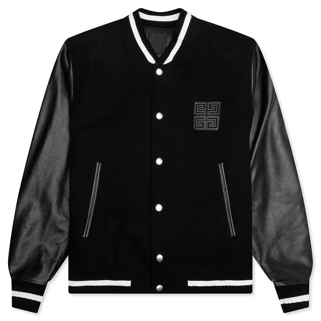Wool and Leather 4G Varsity Jacket - Black