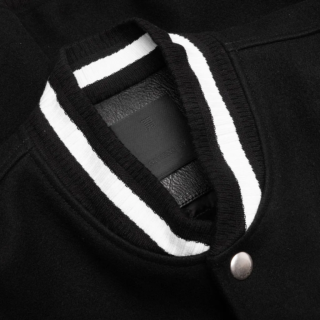 Wool and Leather 4G Varsity Jacket - Black