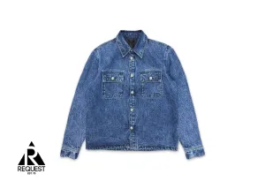 Work Dog Padded Denim Button Up Jacket Indigo Blue