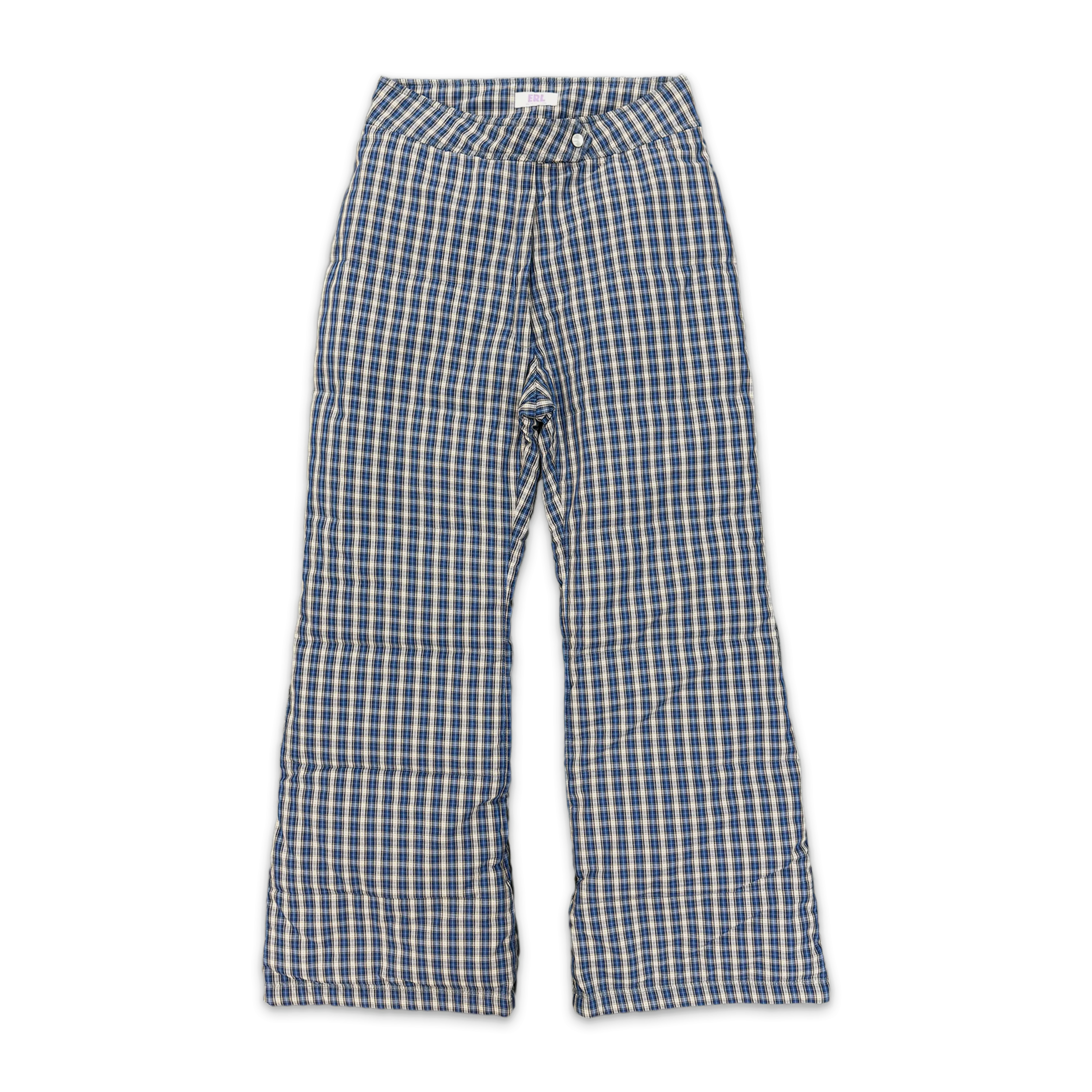 Woven Puffer Pants Blue Plaid