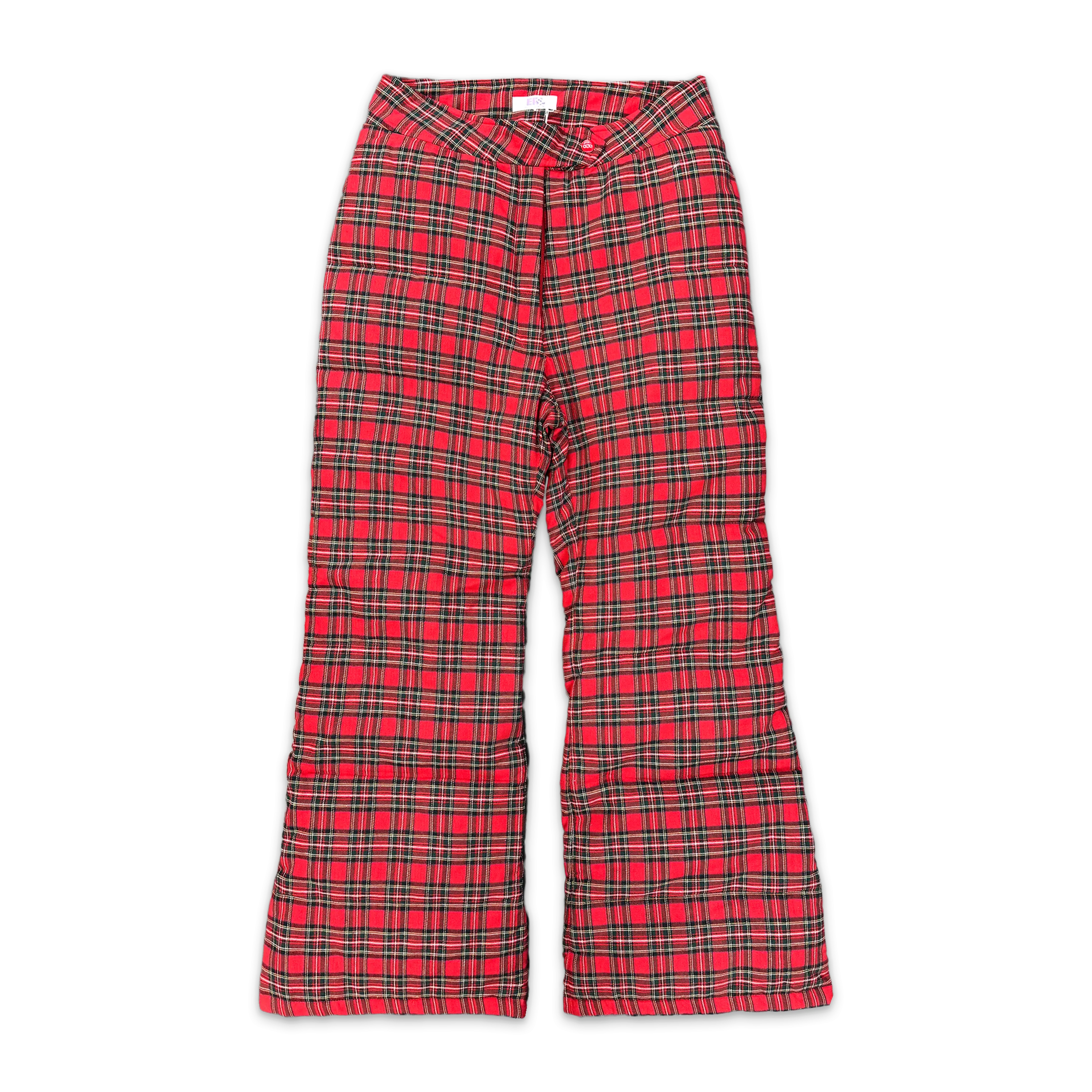 Woven Puffer Pants Red Plaid
