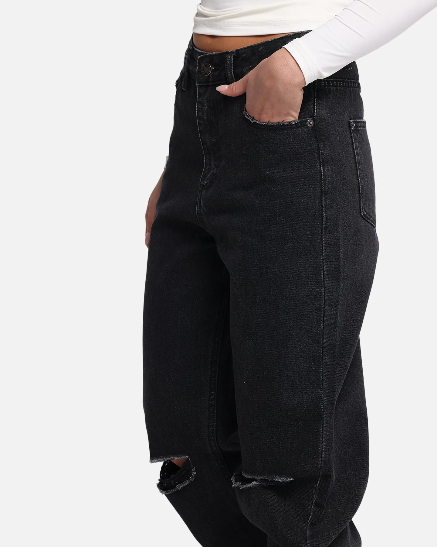 XXIII Women's Straight Leg Jeans Washed Black