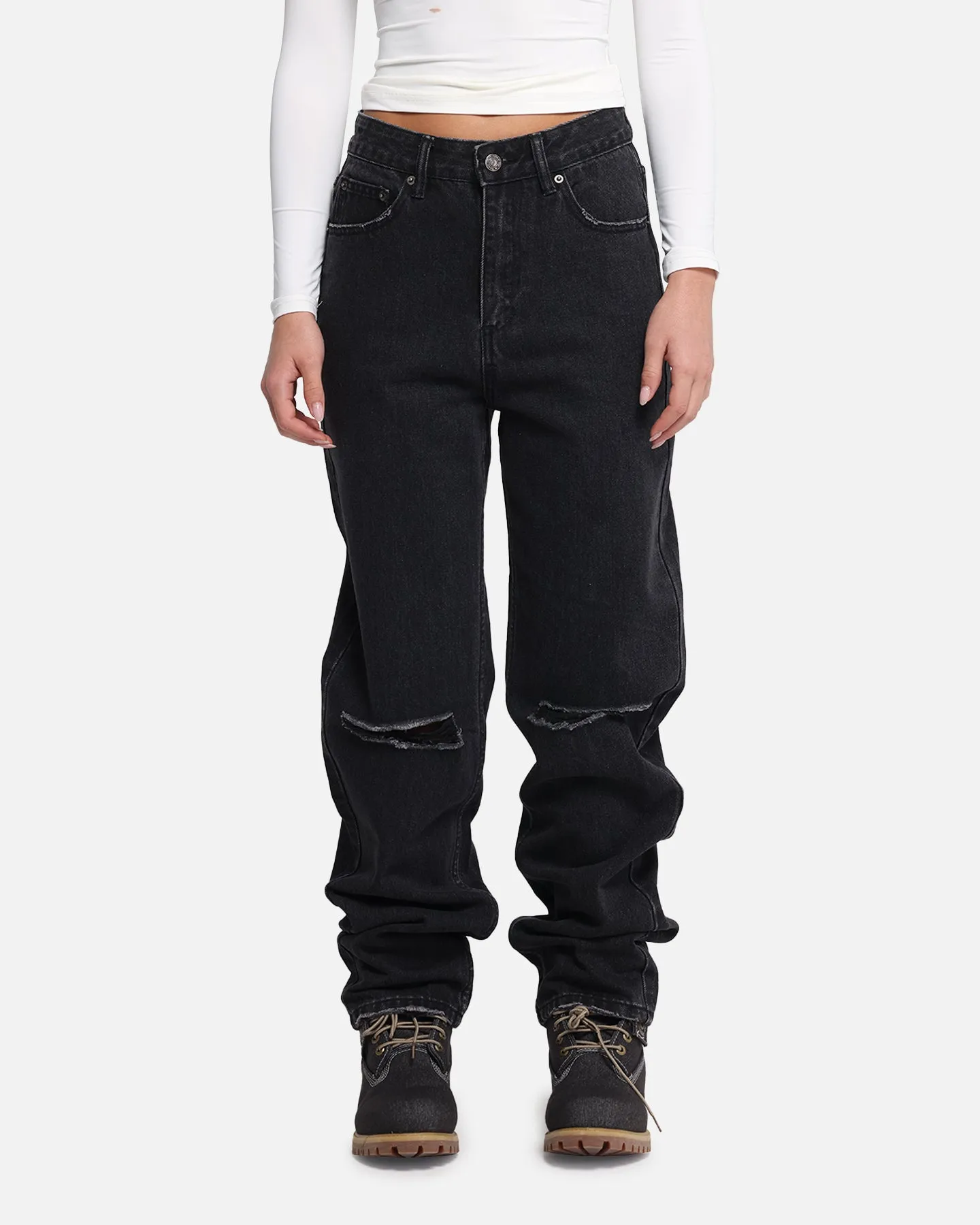 XXIII Women's Straight Leg Jeans Washed Black